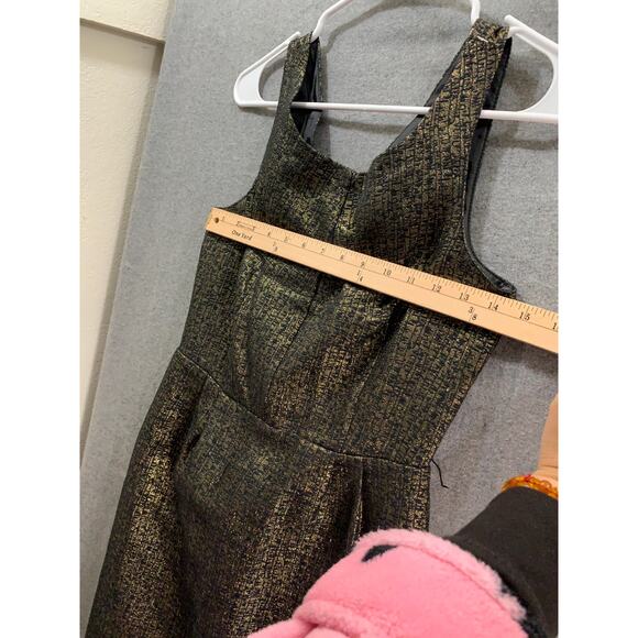 Attention Dress Women Size 2 Black and Gold Metallic Mini Dress Sleeveless - Picture 4 of 6